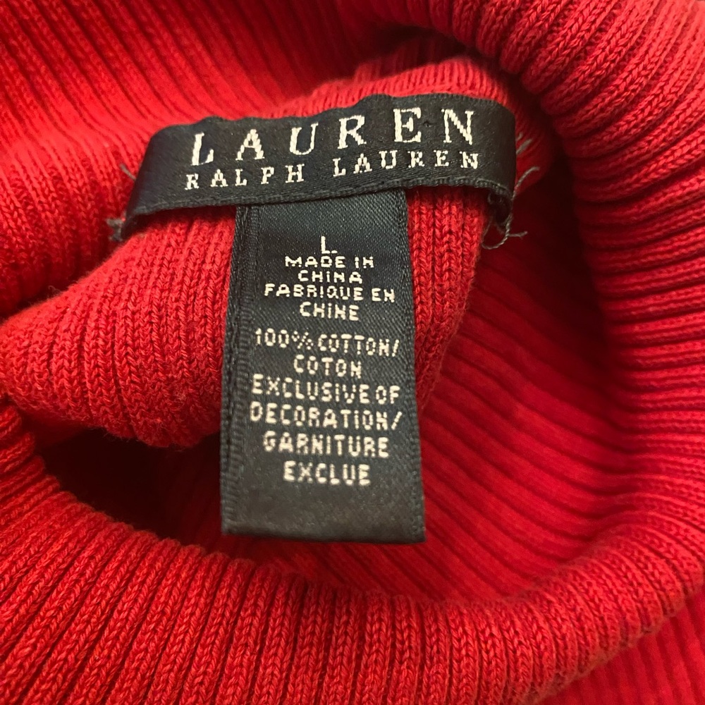 Lauren Ralph Lauren Vintage Cotton Striped Turtleneck Sweater Size Large - Picture 2 of 4